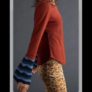 NEVER WORN anthropologie top with crochet sleeves